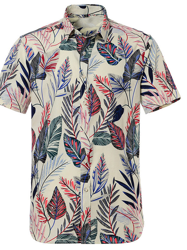 Casual Hawaii Leaves Printed Lapel Shirt