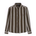 Striped Slim Fit Lapel Long Sleeve Shirt