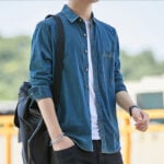 Casual Slim Fit Denim Button Down Shirt