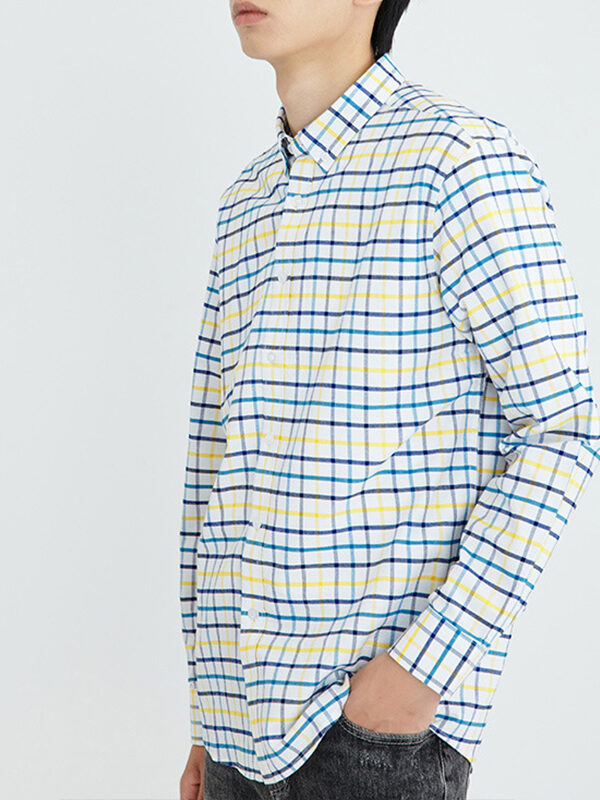 Casual Plaid Color Block Long Sleeve Shirt