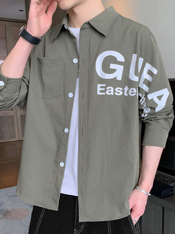 Solid Long Sleeve Loose Button Down Shirt
