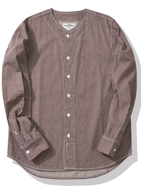Vintage Striped Baseball Neck Denim Shirt