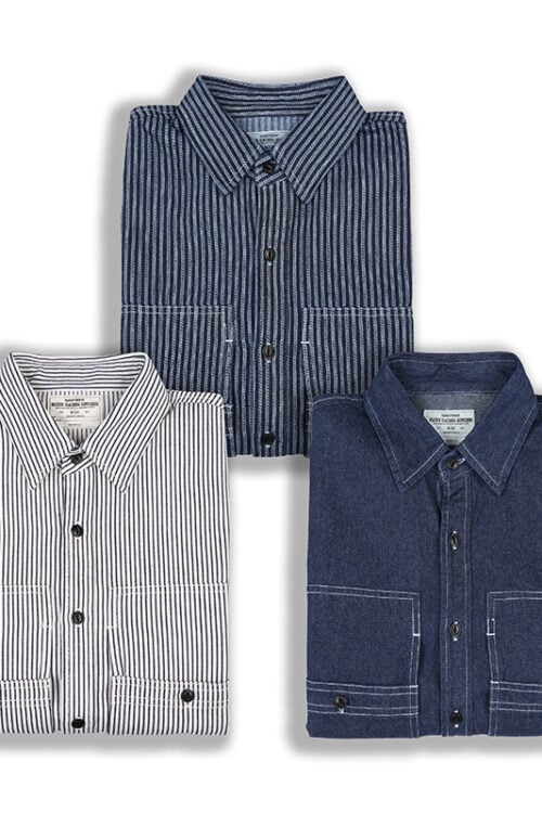 Western Shirt Striped Cargo Denim Shirt