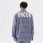 Letters Applique Embroidered Plaid Loose Shirt