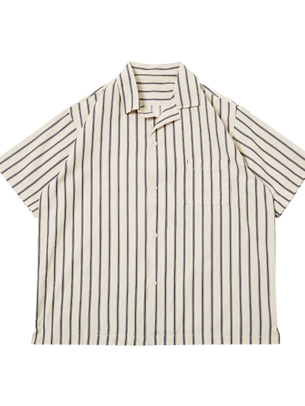 Short Sleeve Button Down Cuban Striped Shirt