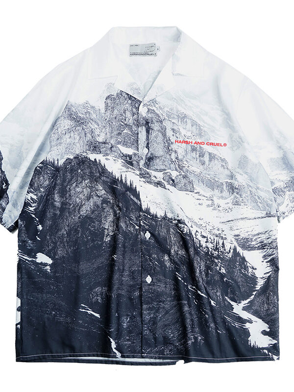Snow Mountain Print Hawaiian Loose Shirt
