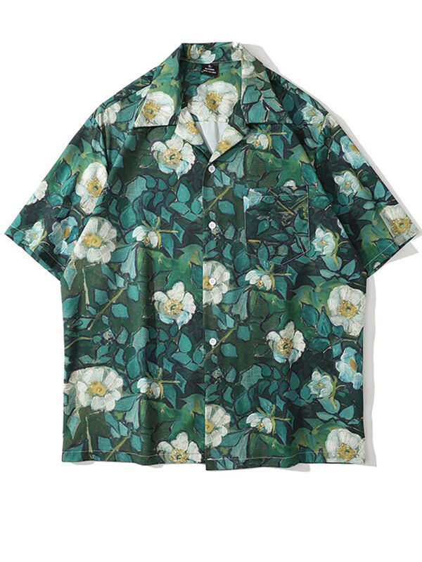 Vintage Floral Print Hawaiian Loose Shirt