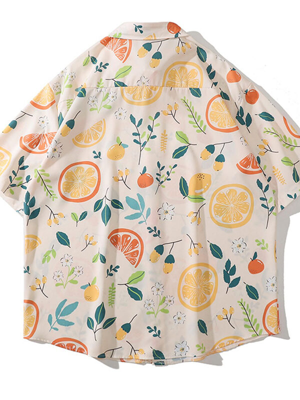 Harajuku Lemon Floral Print Preppy Loose Shirt