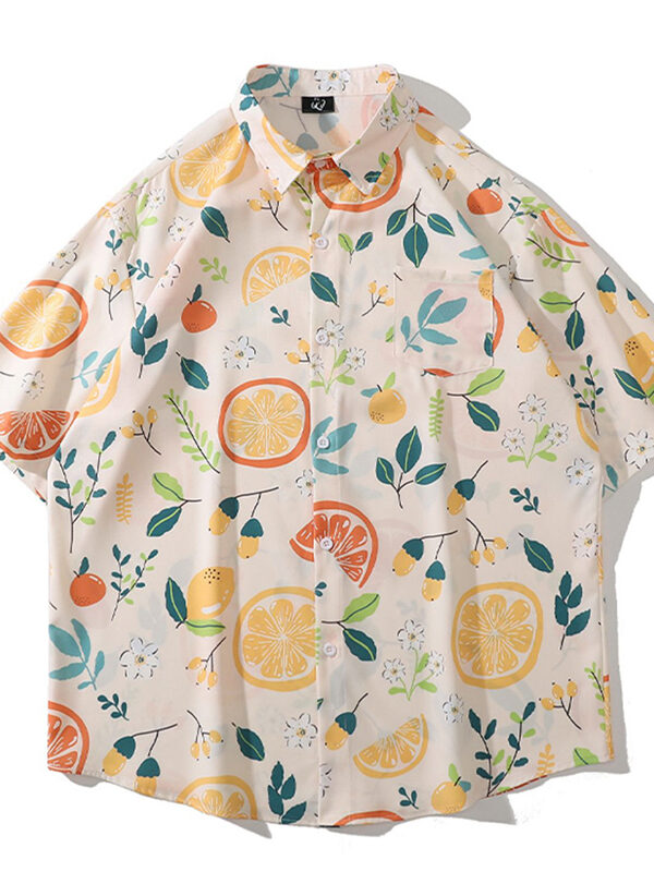 Harajuku Lemon Floral Print Preppy Loose Shirt