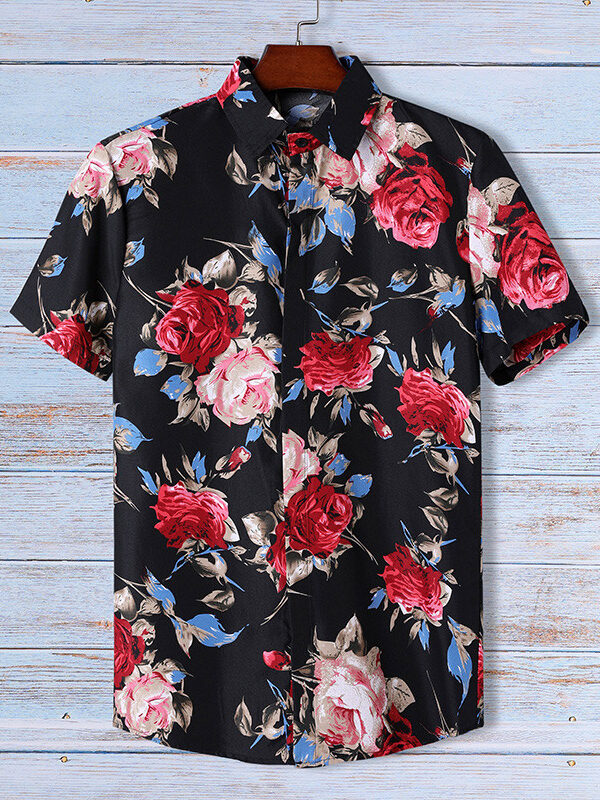 Floral Print Hawaiian Beach Short Sleeve Shirt
