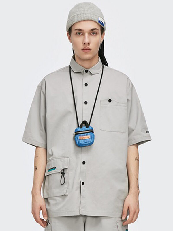 Design Solid Pocket Button Decor Loose Shirt