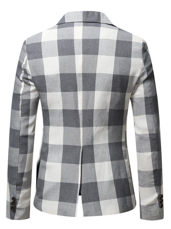 Men's Plaid One Button Casual Suit Sport Coat