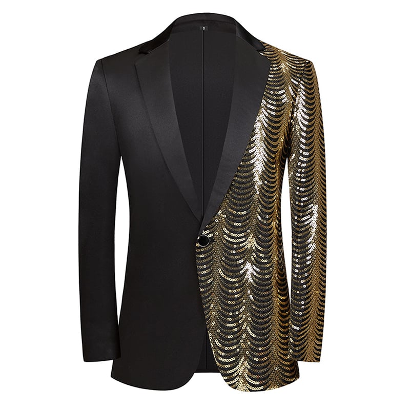 BZ001503 Men's Casual Wave Sequined Suit Blazer Jacket