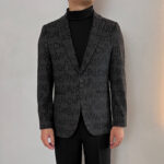 Letters Jacquard Suit 1 Button Blazer Jacket