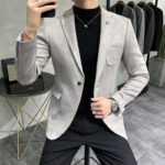 Slim Fit Suit Suede Blazer Jacket Sport Coat