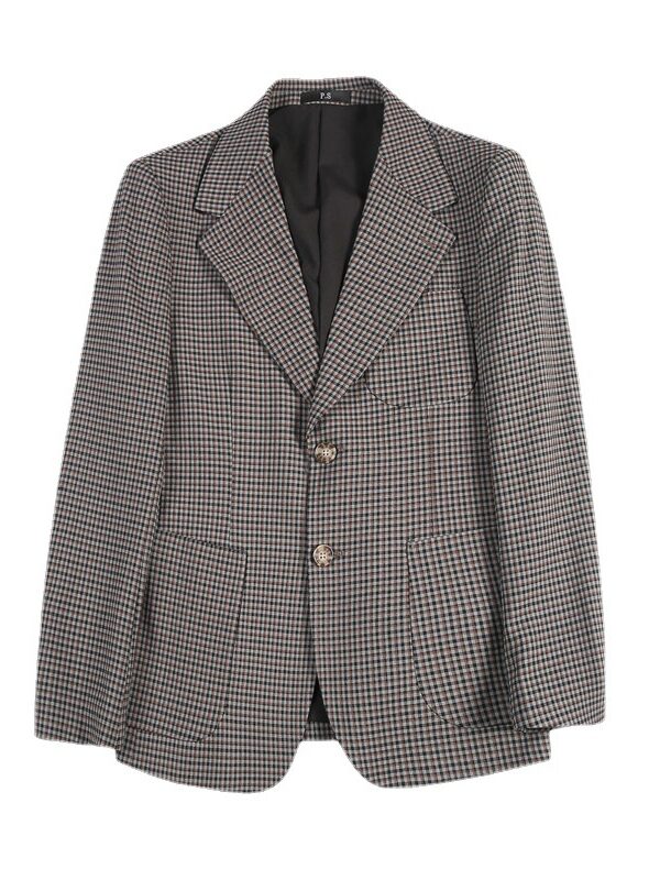 Men's Casual Suit Houndstooth 2 Button Blazer Jacket