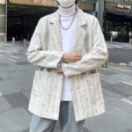 Elegant Loose Ins Plaid Blazer Sport Coat