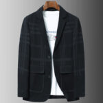 Men's Casual Check Blazer Suit Jacket 2-Button
