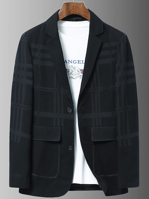 Men's Casual Check Blazer Suit Jacket 2-Button