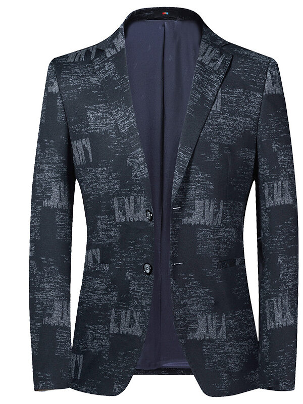 Men's Colorblock Blazer Elastic Suit Jacket