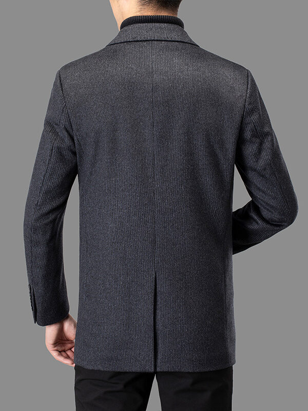 Men's Woolen Midi Blazer Suit Jacket 2 Button
