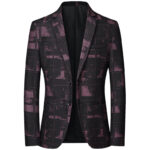 Checkered Elastic Blazer Suit Sport Coat