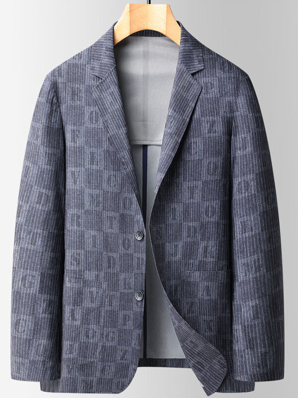 Men's Letter Print Elastic Blazer Suit Jacket