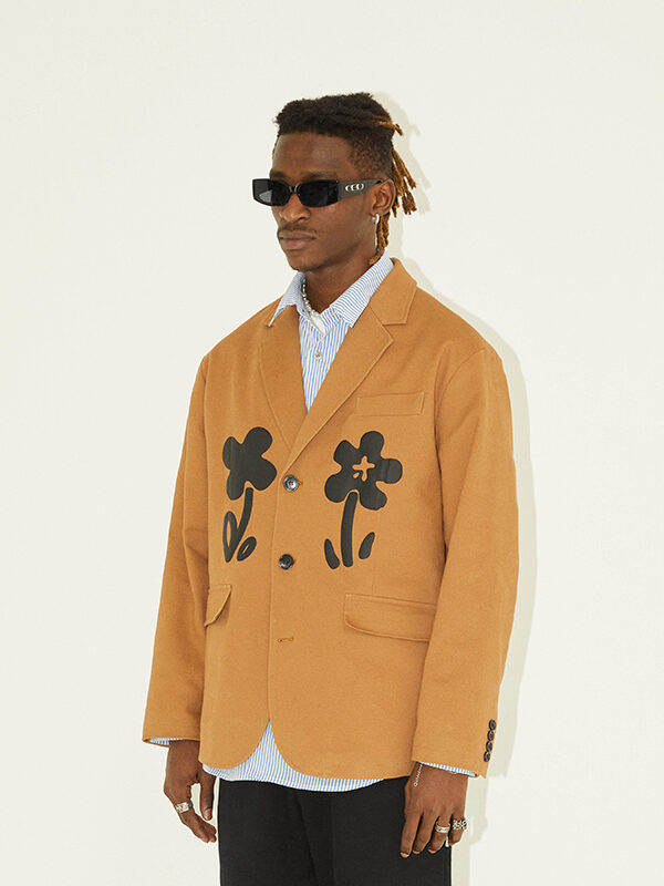 Men's Floral Print Suit Loose Blazer Jacket