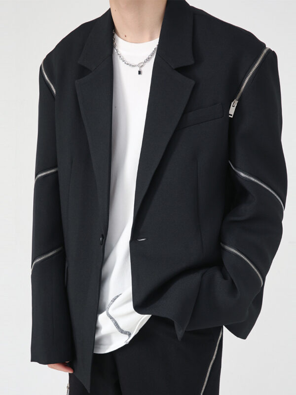 Metal Zip Decor Premium Handsome Blazer Suit