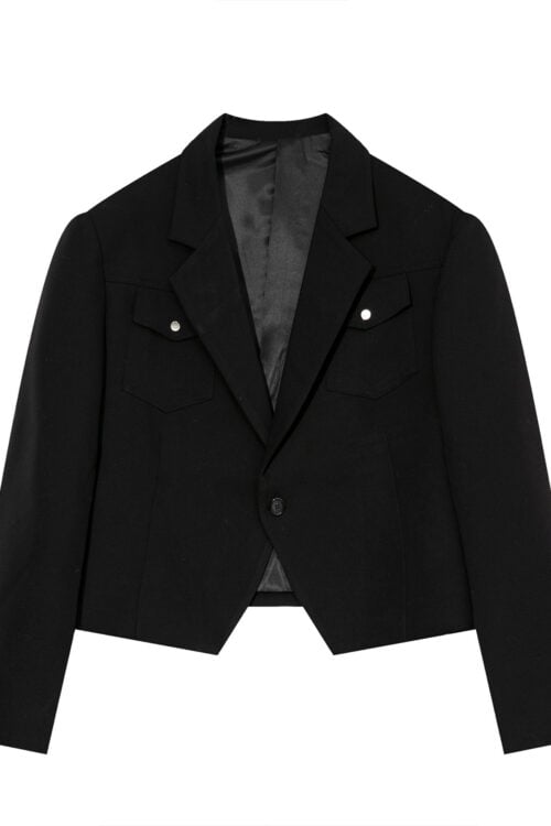 Vintage Solid Simple Cropped Suit Jacket Blazer