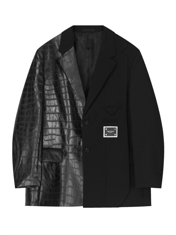 Design Splice Shoulder Pad Loose Blazer Jacket