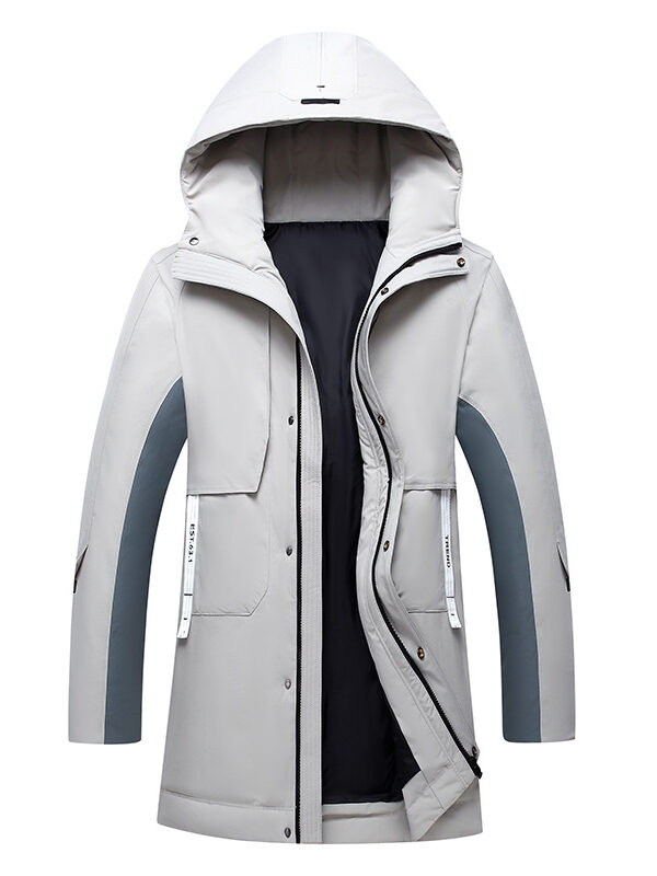 Midi Stand Collar Removable Hooded Down Coat