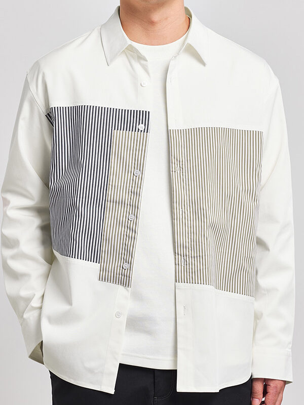 Men's Charm Splice Striped Loose Shirt