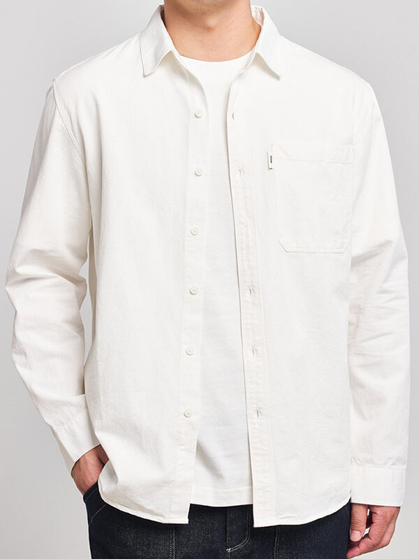 Men's Casual Solid Pocket Long Sleeve Shirt