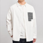 Men's Simple Print Pockets Long Sleeve Shirt