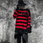Striped Sweater Ripped Loose Couple Pullover