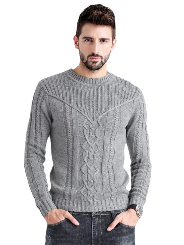 Men's Easy Cable Jacquard Crew Neck Sweater