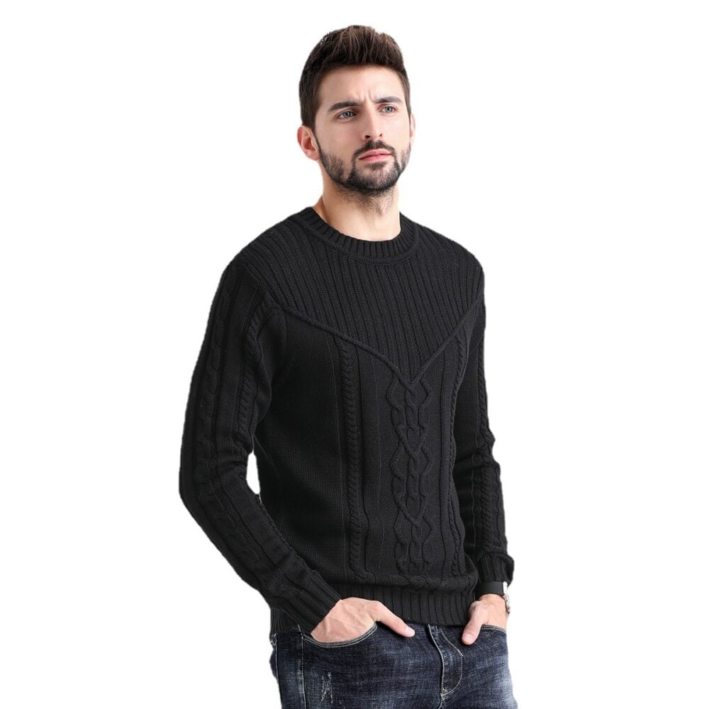 Men's Easy Cable Jacquard Crew Neck Sweater