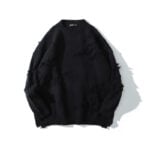 Men's Distressed Solid Ripped Couple Sweater