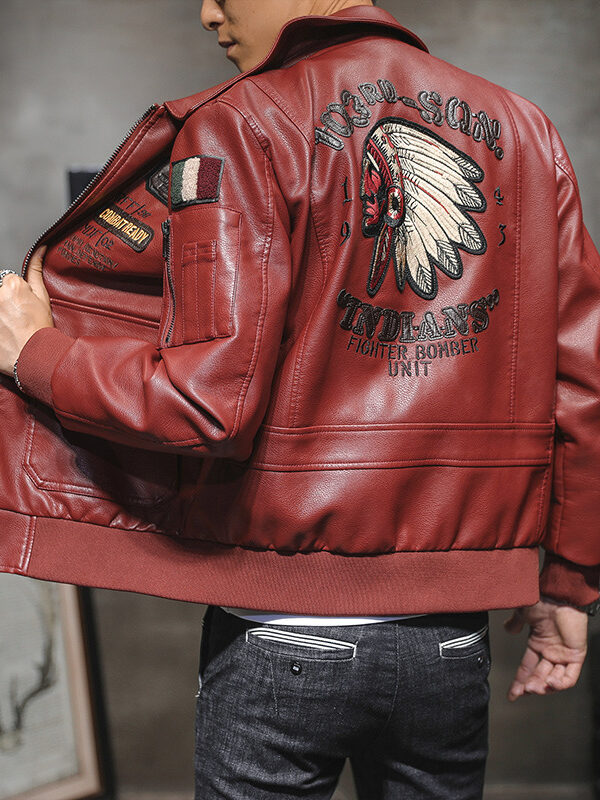 Embroidered Motorcycle Faux Leather Jacket