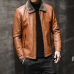 Men's Winter Fashion Faux Leather Lapel Jacket