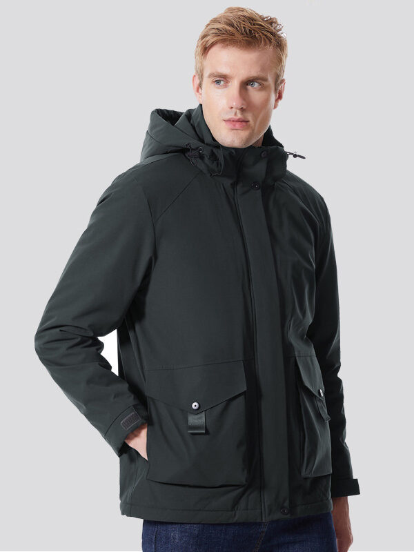 Men's Inner Fleece Slim Fit Lapel Hooded Coat