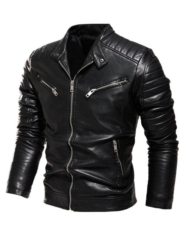 Inner Fleece Faux Leather Motorcycle Jacket