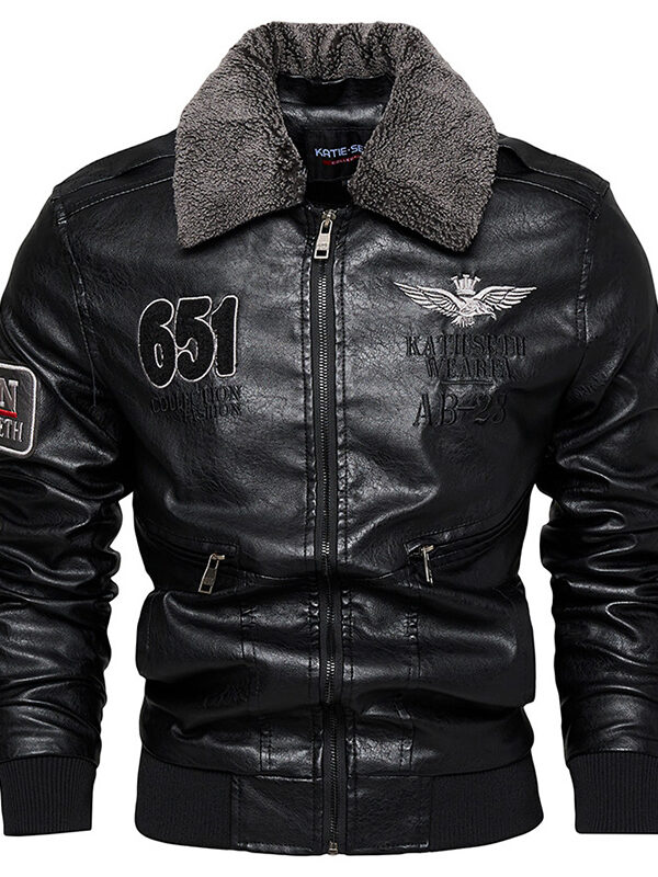 Men's Warm Faux Leather Motorcycle Lapel Jacket