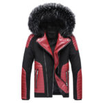 Men's Warm Coat Color Block Hooded Jacket
