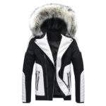 Men's Warm Coat Color Block Hooded Jacket