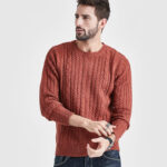 Men's Jacquard Cable Fit Crew Neck Sweater