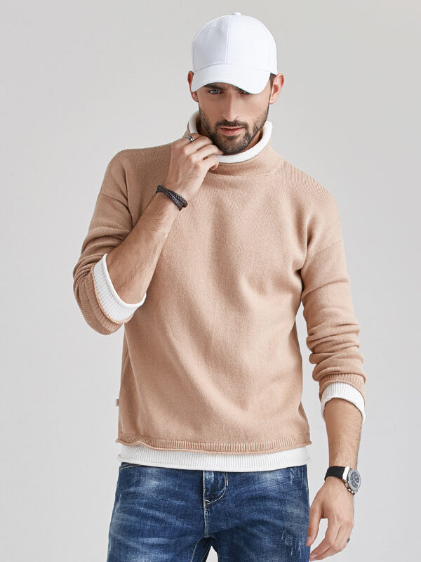 Men's Fake Two Pieces Slim Fit Loose Sweater