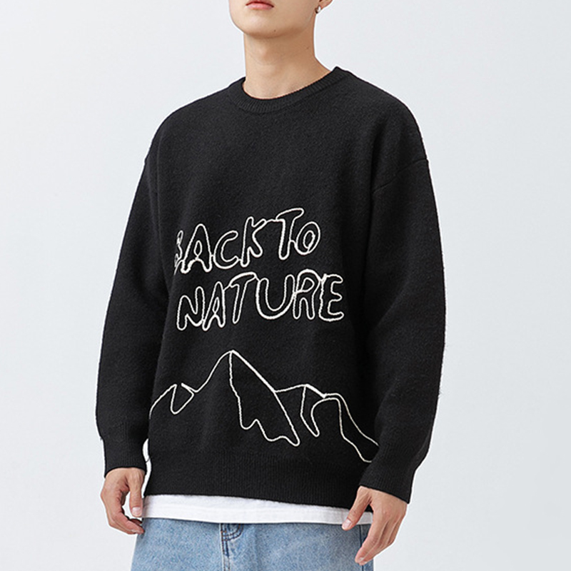 Men's Streetwear Letters Embroidered Sweater