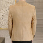 Men's Casual Suede Blazer Jacket 1 Button Suit